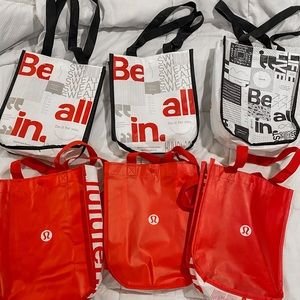 6 small lululemon reusable tote bags